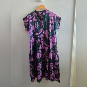 NWT Simons Palme Purple and Black Short Sleeved Cotton Dress Taille Unique